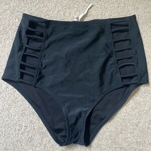 Aerie High rise Black high-waisted bikini bottoms size S #swimwear